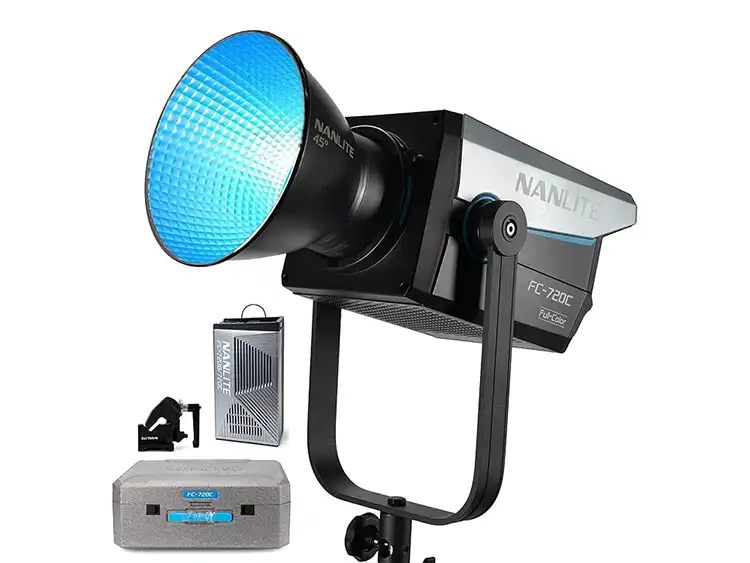 Nanlite FC-720C RGB LED light for audiovisual lighting rental in Barcelona with RGBW control and Bowens mount