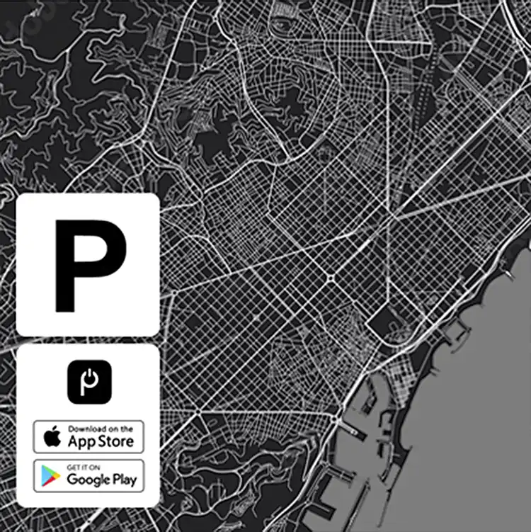 Mapa de Barcelona con parkings cercanos y apps de aparcamiento cerca de openbcn studios
